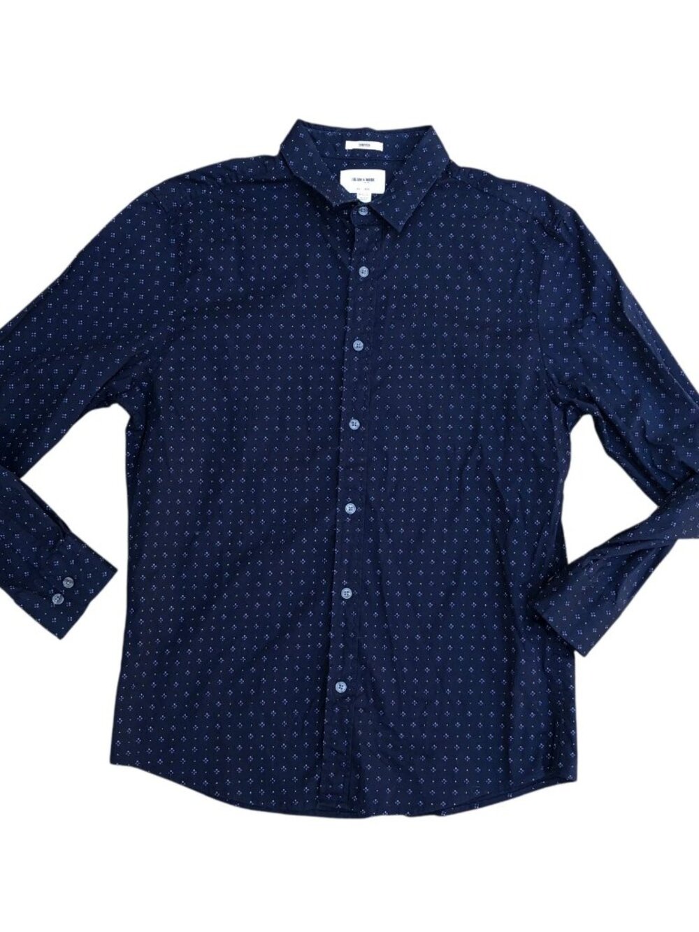 JULIAN & MARK Button Down Shirt Men's MEDIUM Short Blue Long Sleeve Stretch